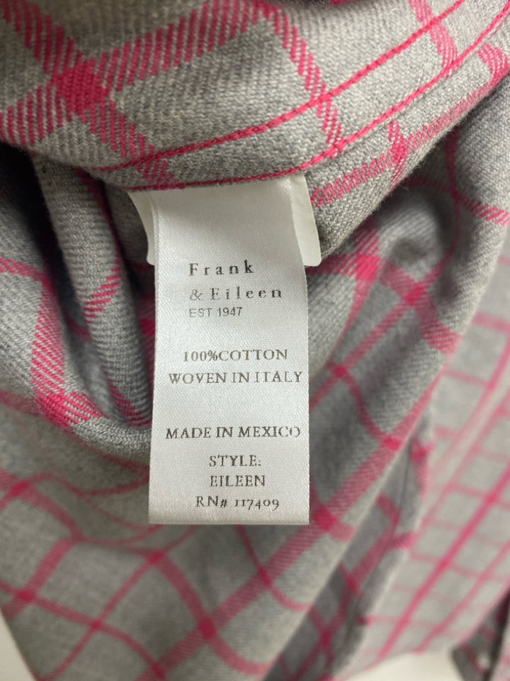 Frank &amp; Eileen Size S Gray Pink Windowpane Ladies Top