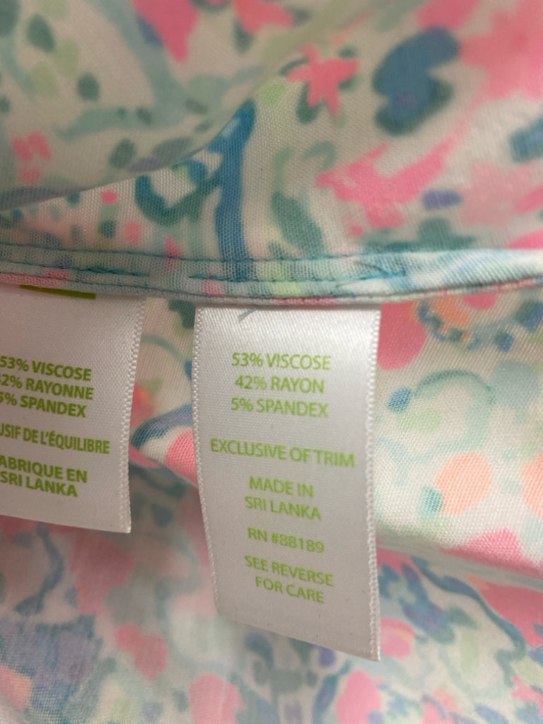 LILLY PULITZER Size S Pink/White Coral/Blue Fish Sleeveless Ladies Top