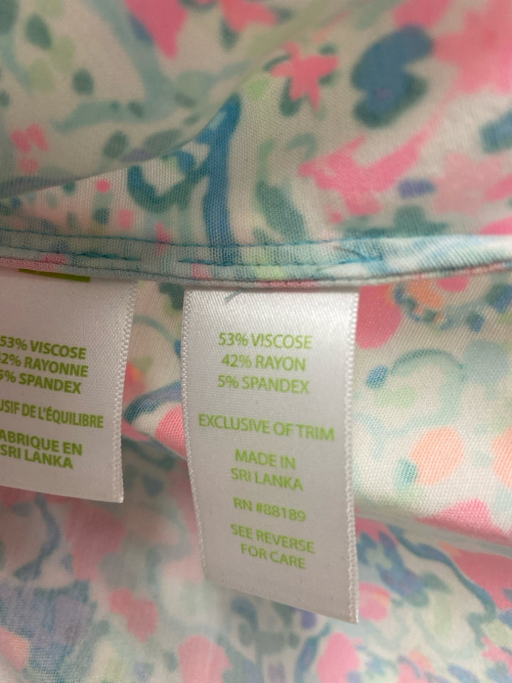 LILLY PULITZER Size S Pink/White Coral/Blue Fish Sleeveless Ladies Top