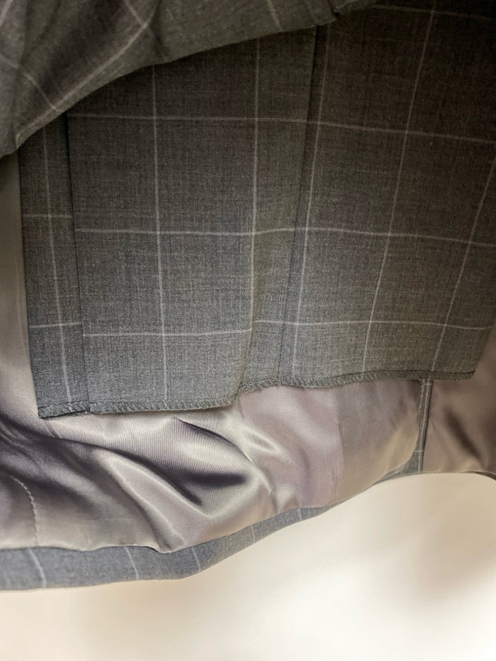 NWT Ralph Lauren Size 42R Gray Windowpane Wool Men&