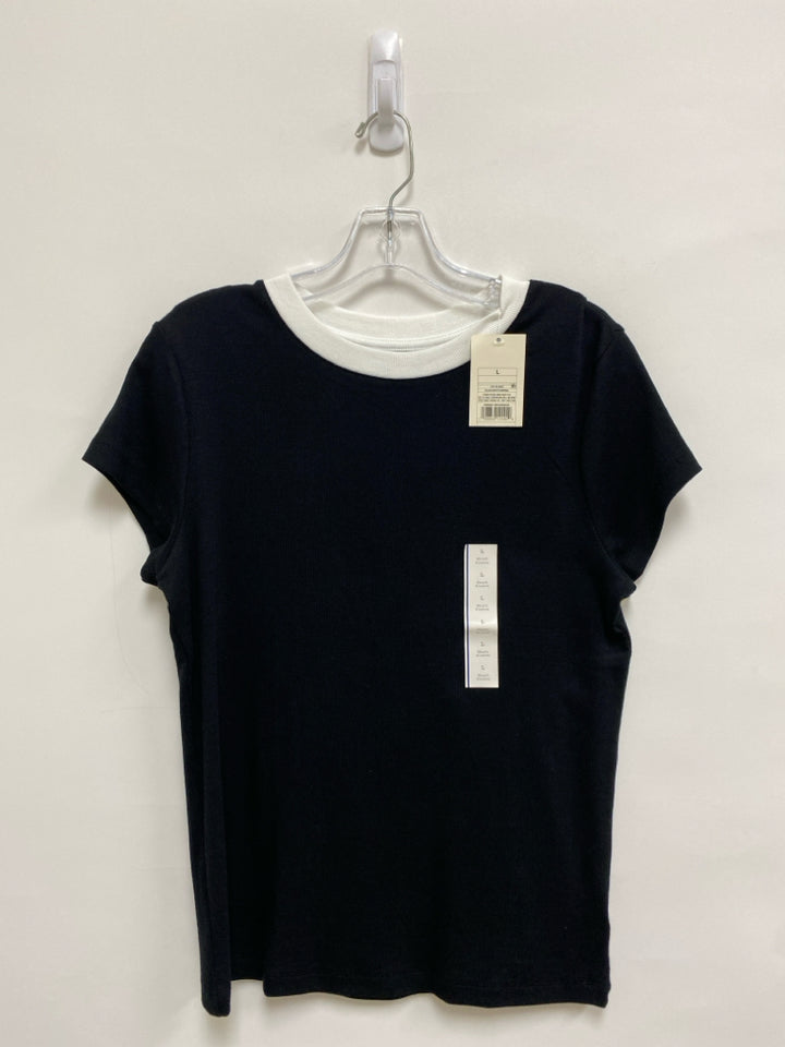 NWT a new day Size L Black White Trimmed Ladies Top