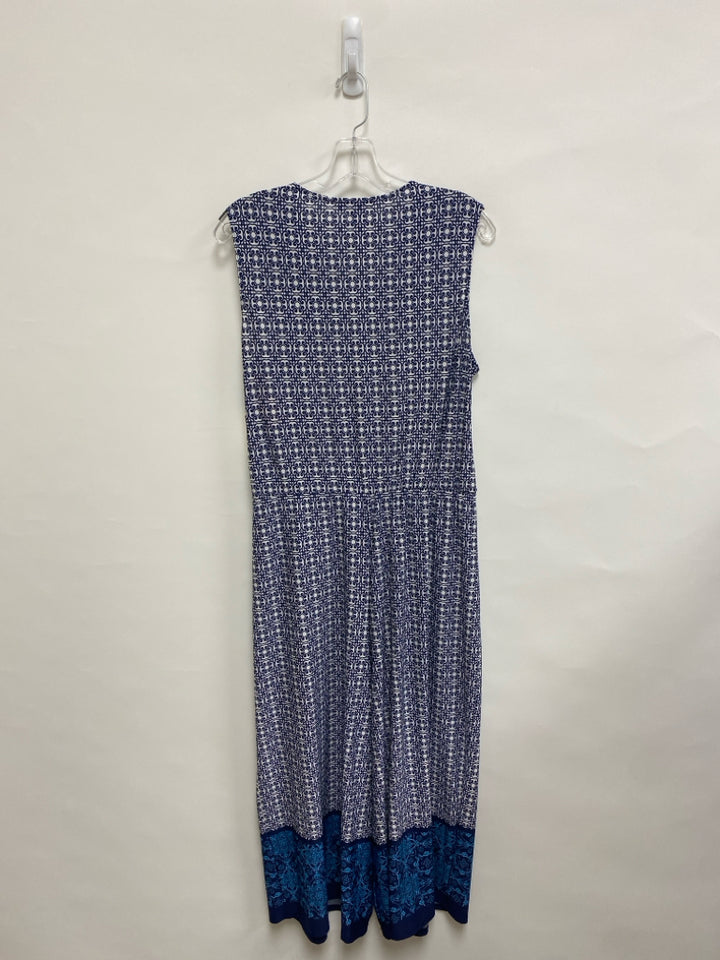 NWT Dana Buchman Size L Navy/White Medallion Sleeveless Ladies Jumpsuit