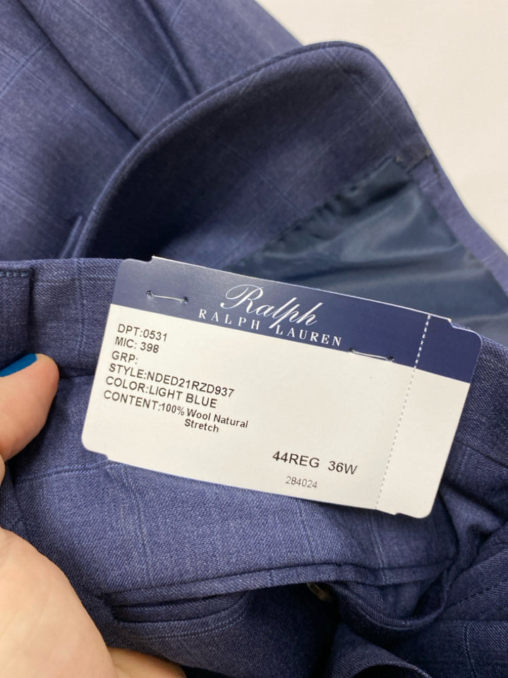 NWT Ralph Lauren Size 44R Dark Blue Windowpane Wool Men&