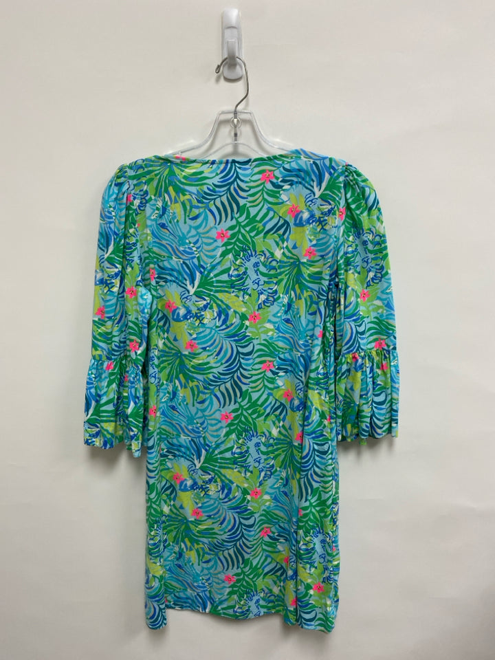 LILLY PULITZER Size S Green Blue/Pink Lion Ladies Dress