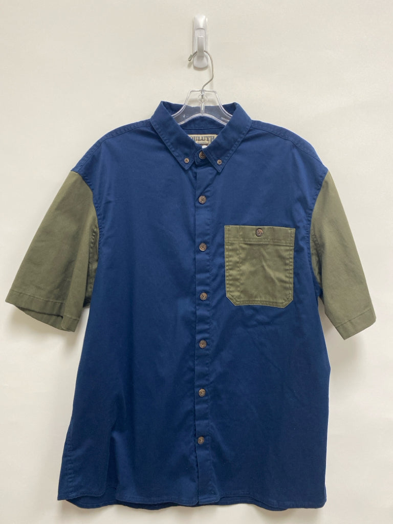 Duluth Trading Size L Navy Olive Green Color Block Men&