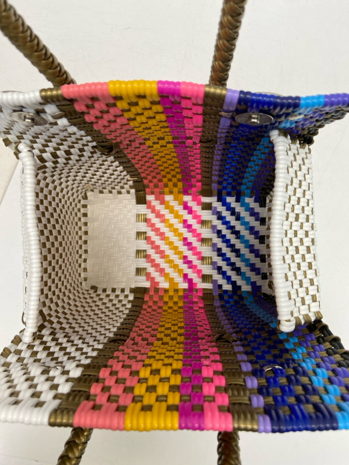 Multi-Color Woven Plastic Handbag