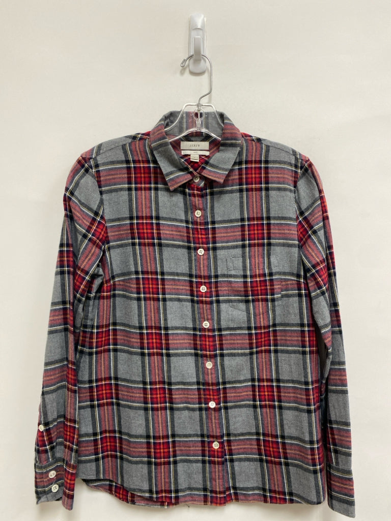 J Crew Size 2 Gray Red/Yellow Plaid Flannel Ladies Top