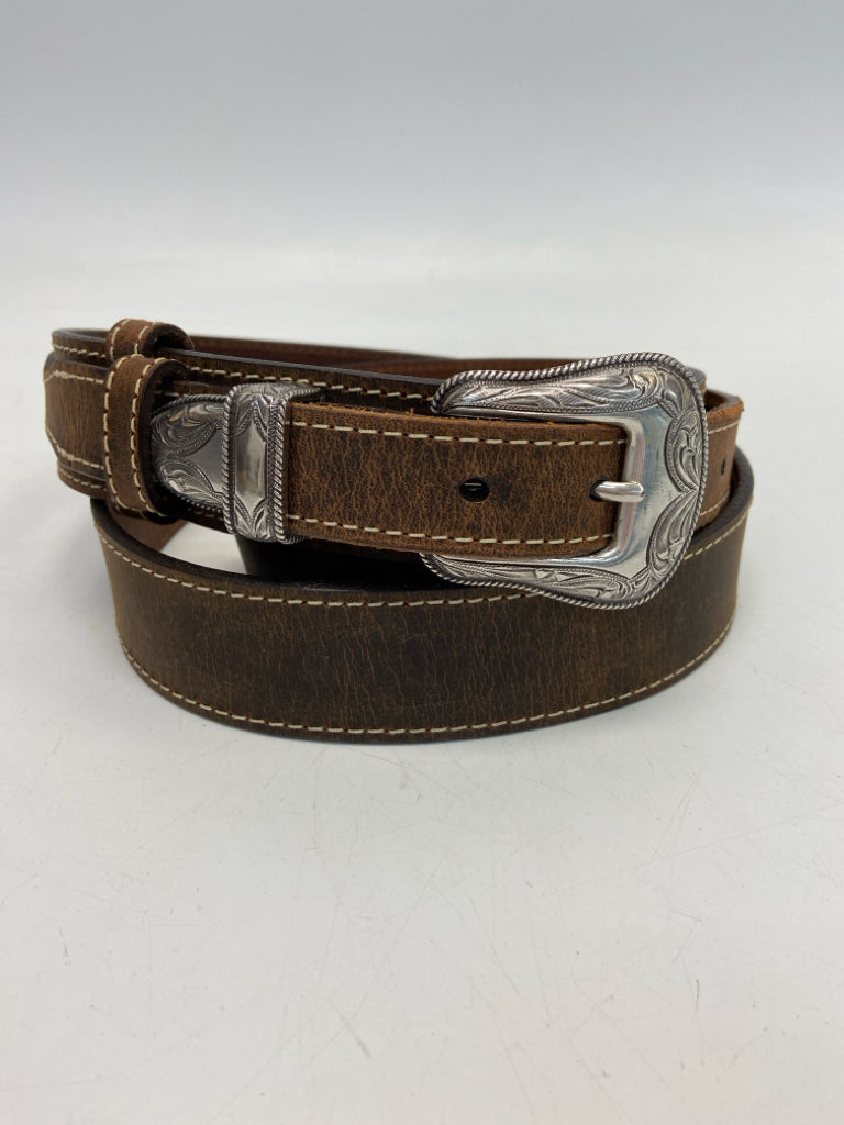 Size 40 Brown Silver Buckle Men&