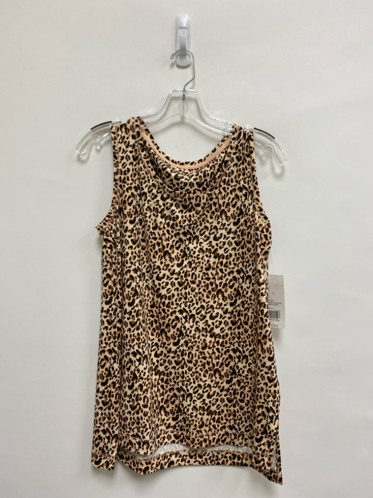 NWT New Directions Size S Peach Black/Brown Animal Print Sleeveless Ladies Top