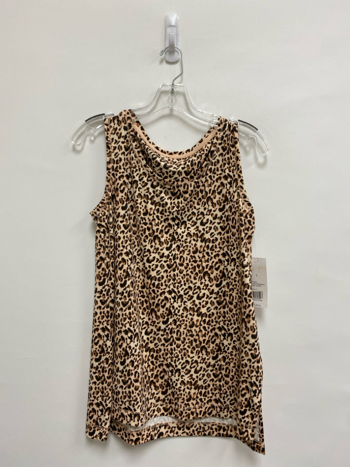 NWT New Directions Size S Peach Black/Brown Animal Print Sleeveless Ladies Top
