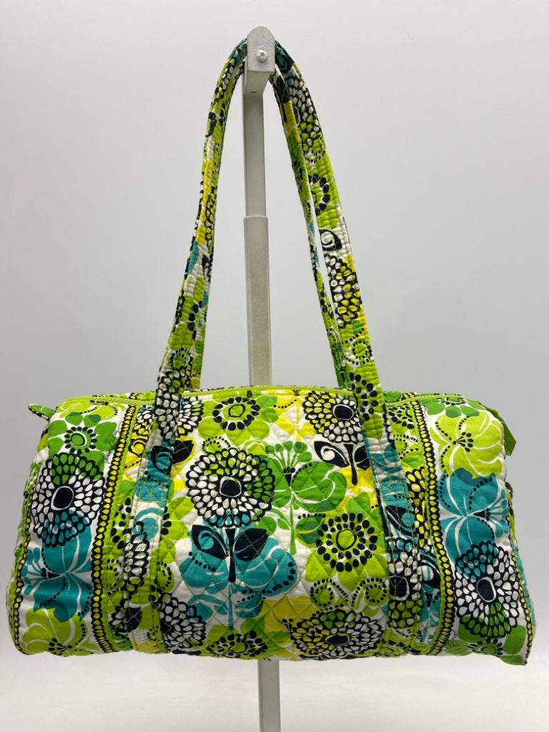 Vera Bradley Green/Yellow Blue/White Floral Duffle Bag
