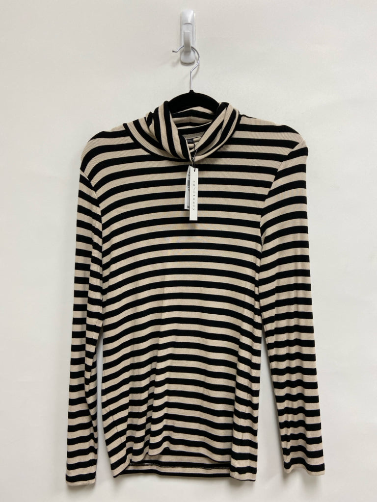 NWT Sanctuary Size L Beige Black Striped Turtleneck Ladies Top