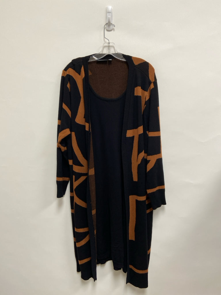 Nina Leonard Size 3X Black Brown Lines Drape Knit Plus Size Dress
