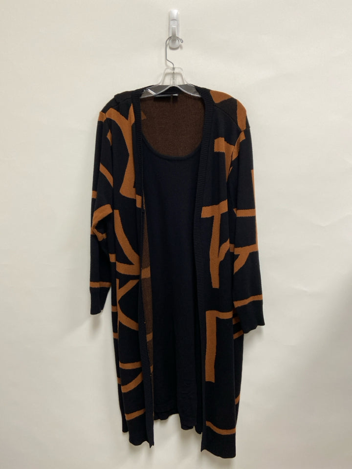 Nina Leonard Size 3X Black Brown Lines Drape Knit Plus Size Dress