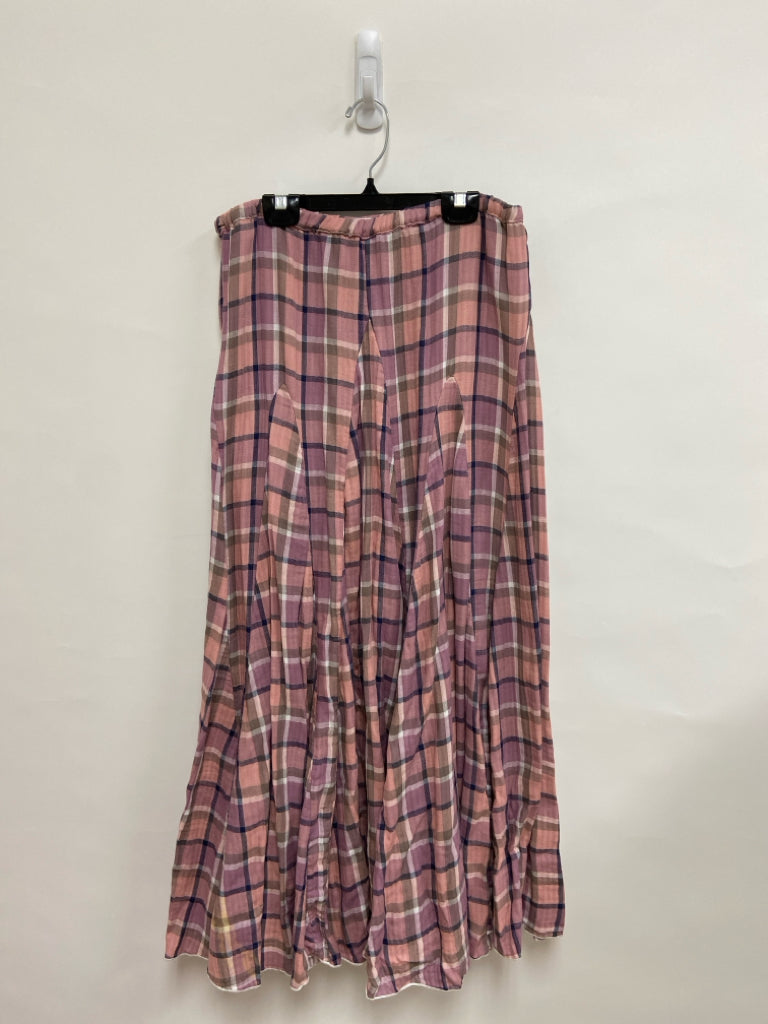 CP Shades Size M Navy/Pink Taupe/White Plaid Maxi Ladies Skirt