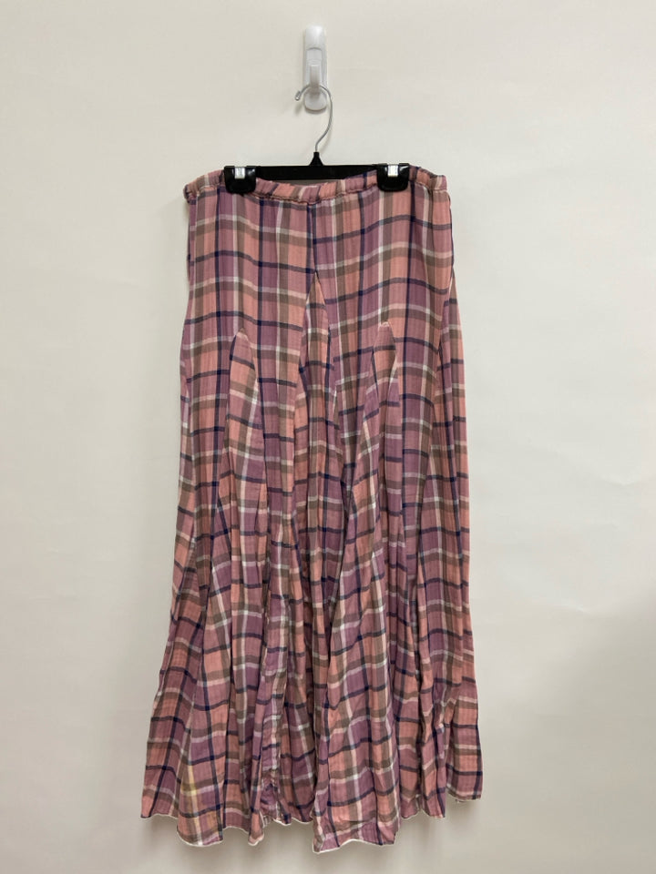 CP Shades Size M Navy/Pink Taupe/White Plaid Maxi Ladies Skirt