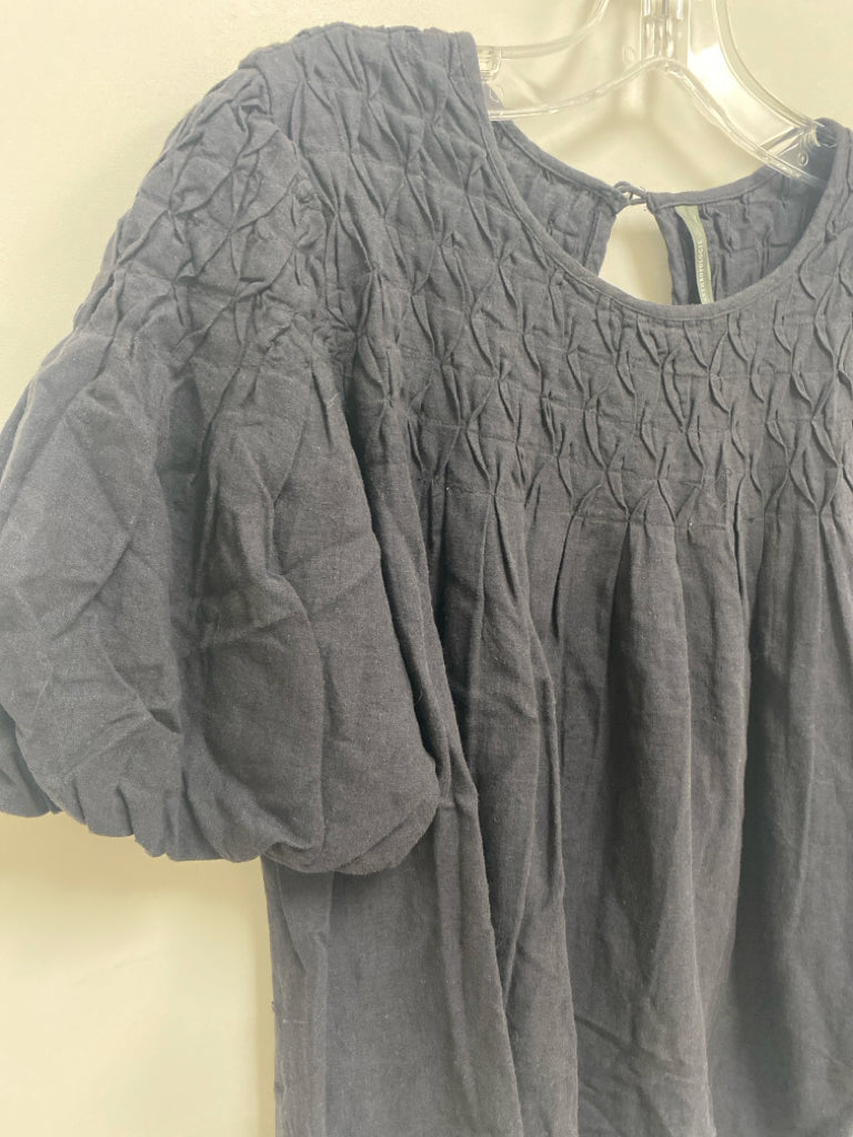 Anthropologie Size XXS Black Smocking Linen Blend Ladies Top