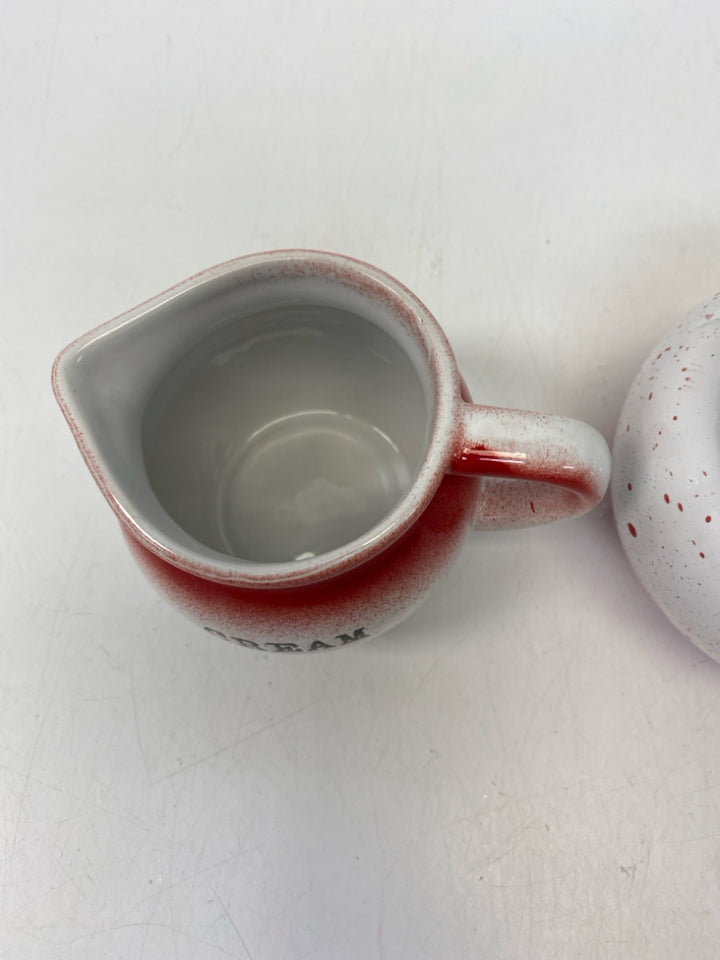 White Red Speckles Ceramic Sugar/Creamer