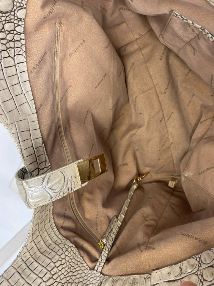 Brahmin Pearl Gray Embossed Handbag