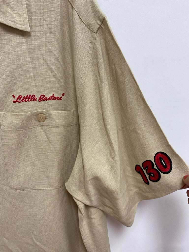 B C Ethics Size XL Tan Button Up Silk Men&