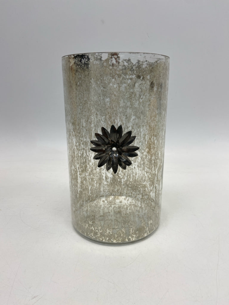 Clear Gold Flowers Glass/Metal Candleholder(s)