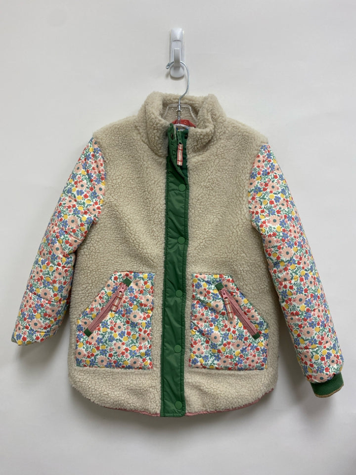 Boden SIZE 8/9 Beige Multi Color Flowers Sherpa Girl&