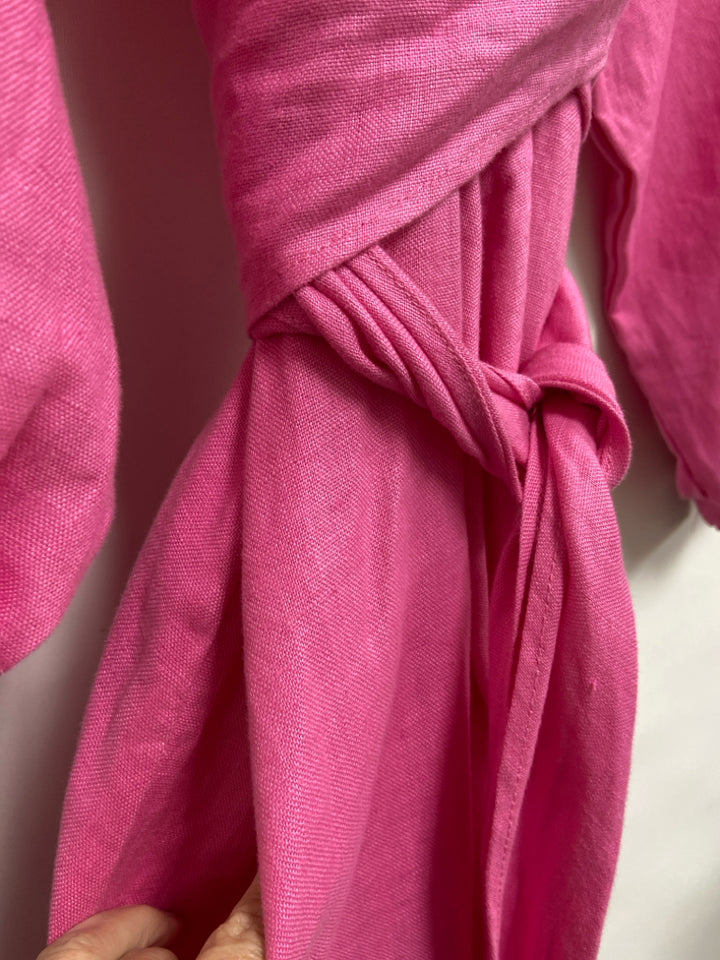 NWT NICHOLAS Size 14 Pink Wrap Linen Ladies Dress
