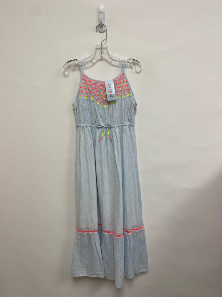 NWT Cat &amp; Jack SIZE 10/12 Pale Blue White/Coral Stripe Sleeveless Girl&