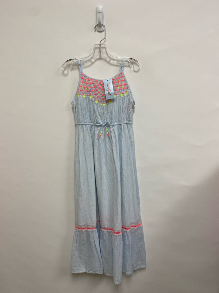 NWT Cat &amp; Jack SIZE 10/12 Pale Blue White/Coral Stripe Sleeveless Girl&