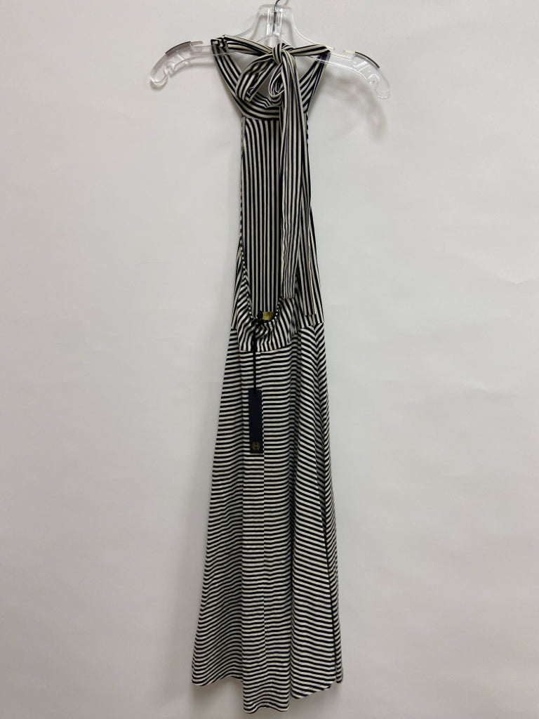 NWT House of Harlow Size S Black/White Stripes Halter Ladies Dress