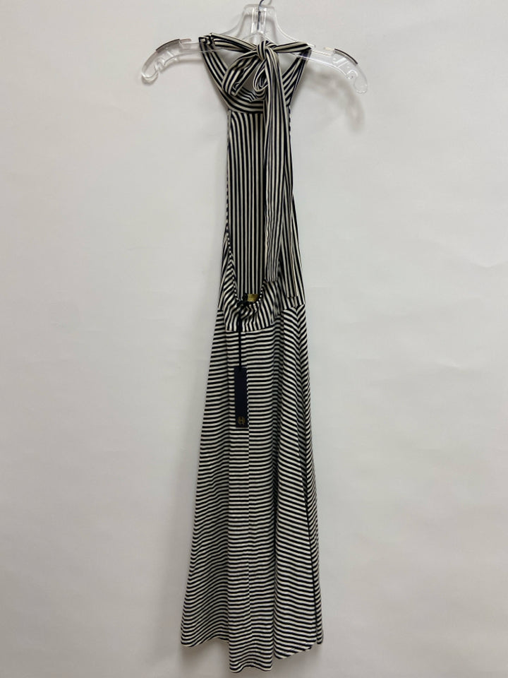 NWT House of Harlow Size S Black/White Stripes Halter Ladies Dress