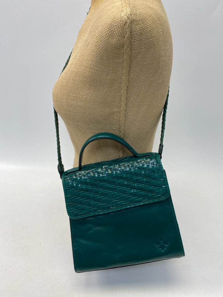 Patricia Nash Emerald Green Woven Leather Crossbody