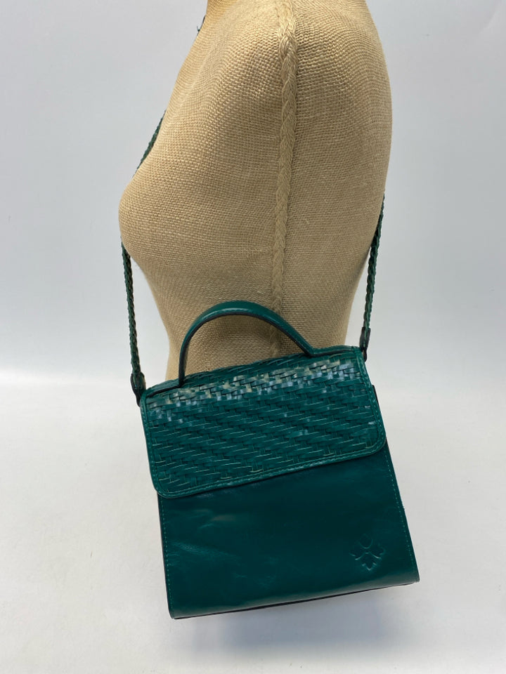 Patricia Nash Emerald Green Woven Leather Crossbody
