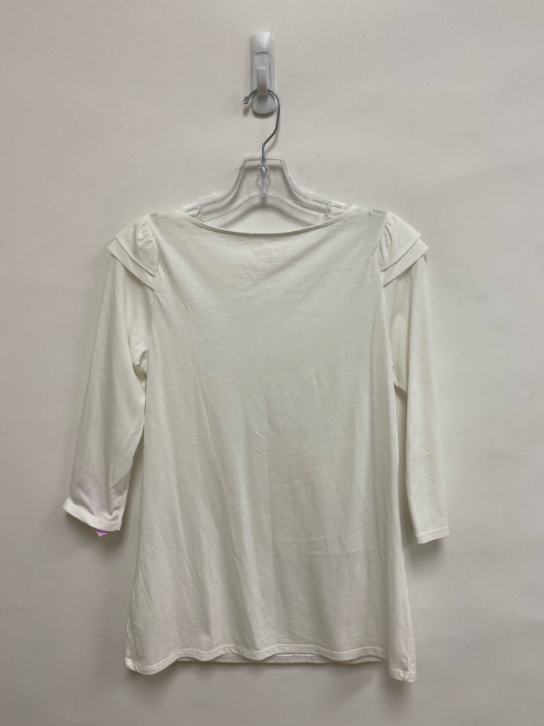 LILLY PULITZER Size M White 3/4 Sleeve Pima Cotton Ladies Top