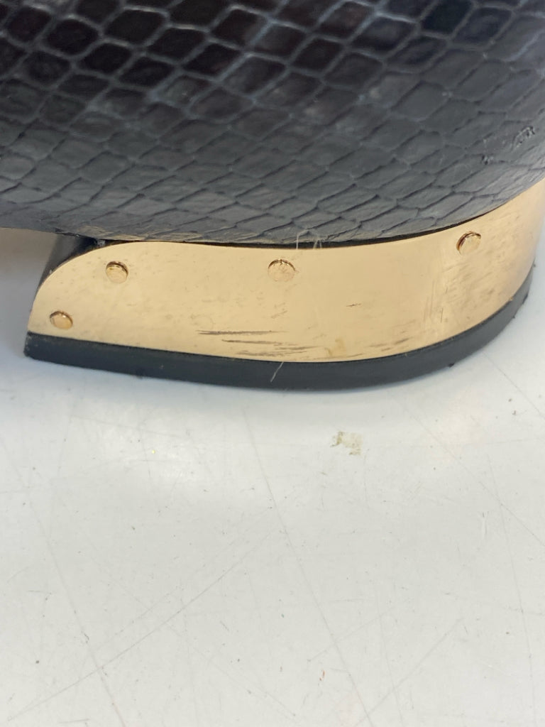 Tory Burch US Shoe Size 8 Black/Gray Gold Accent(s) Snakeskin Flats