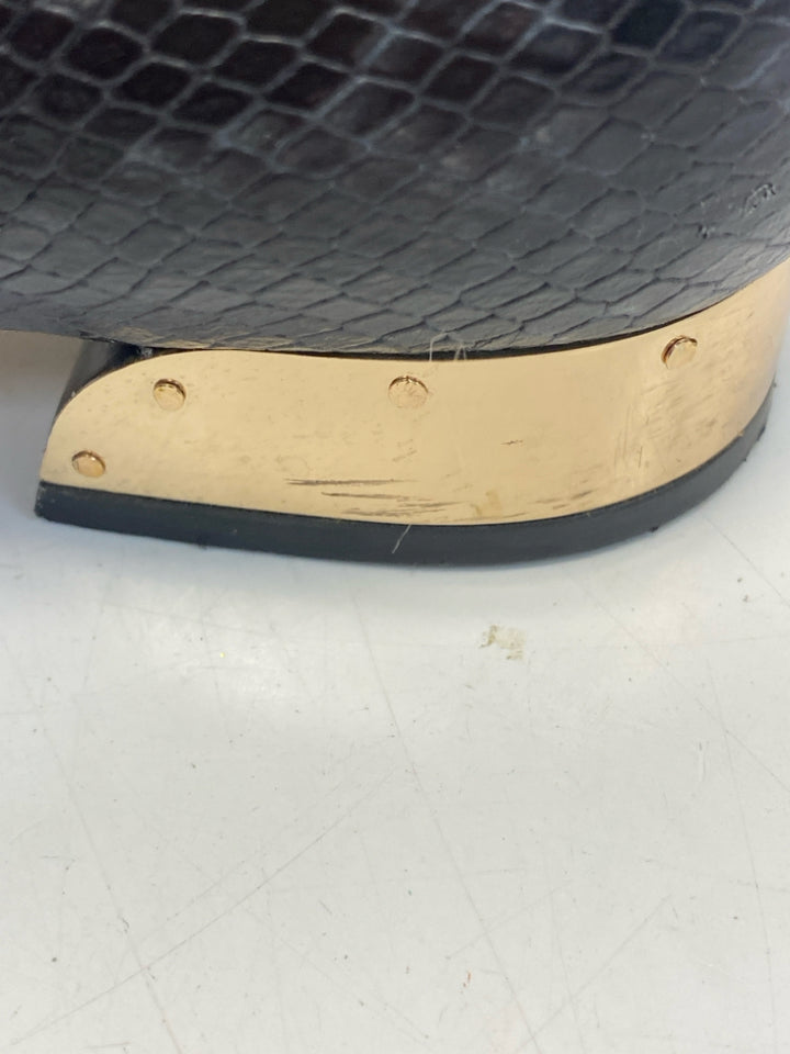 Tory Burch US Shoe Size 8 Black/Gray Gold Accent(s) Snakeskin Flats