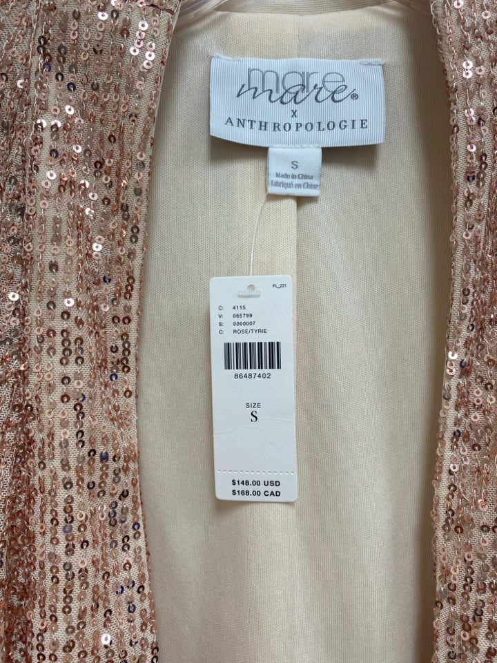 NWT Anthropologie Size S Apricot Copper Sequins Duster Ladies Jacket