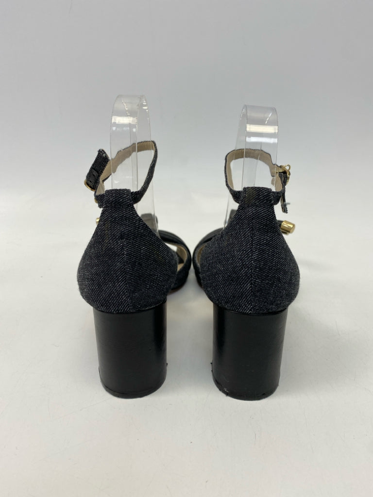 Anthropologie  Size 8 Black Knotted Denim Sandals
