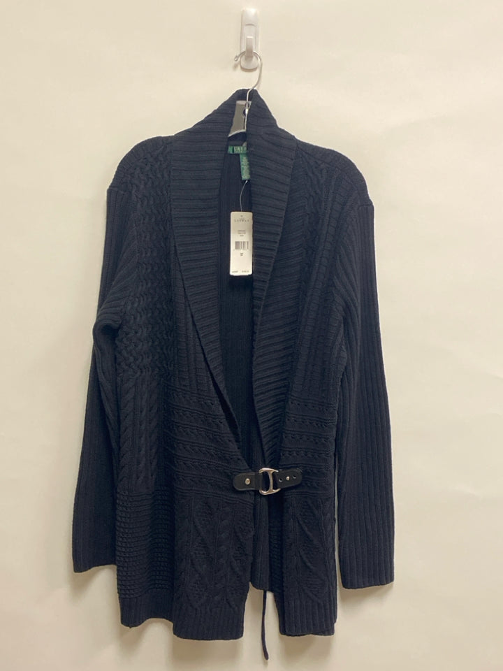 NWT Lauren Ralph Lauren Size 2X Black Buckle Cardigan Plus Size Sweater