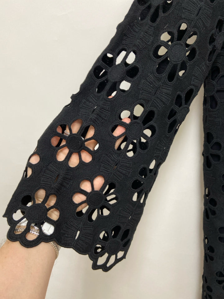 TUCKERNUCK Size L Black Long Sleeve Eyelet Ladies Dress