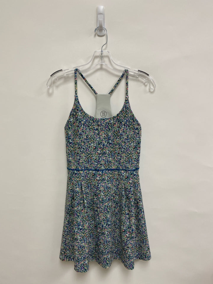 SAGE Size S Seafoam/White Blue/Pink Flowers Sleeveless Athletic Dress