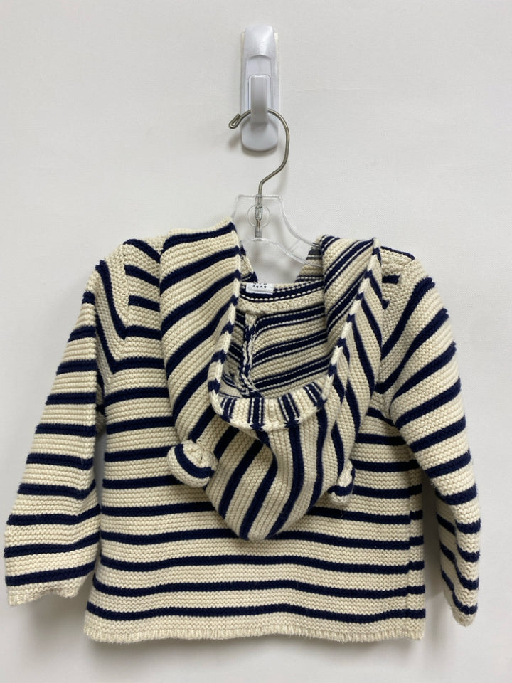Gap SIZE 6-12M Cream Navy Stripe Button Up Boy&
