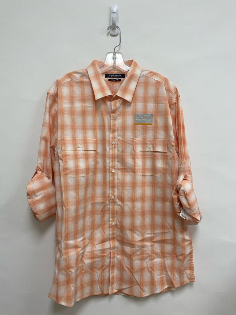 NWT Size XL Peach White Plaid Button Up Men&