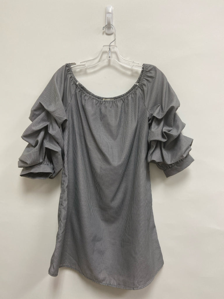 Madewell Size S Charcoal White Stripes Puff Sleeve Ladies Dress