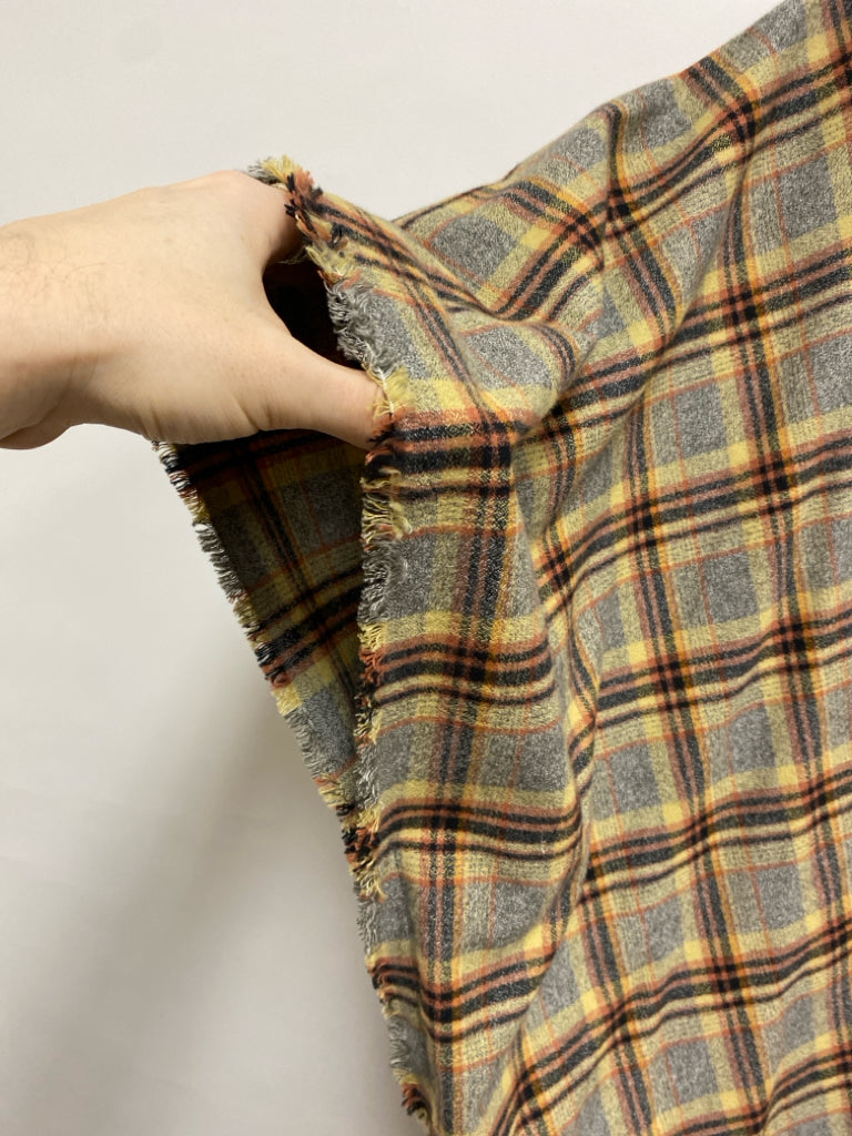 Size OSFM Gray/Tan Black/Orange Plaid Drape Ladies Jacket