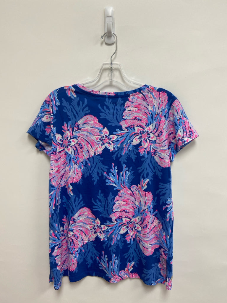 LILLY PULITZER Size S White Blue/Pink Flowers Ladies Top