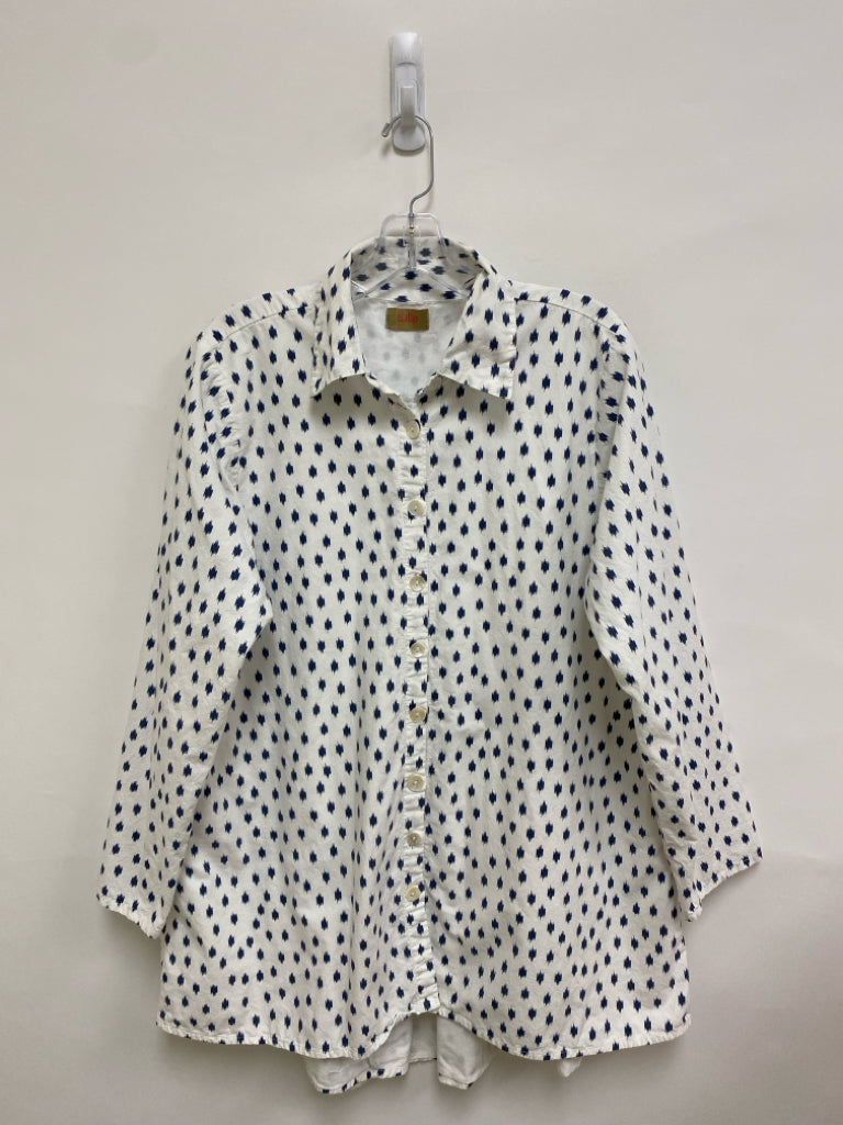 Tulip Size M White Navy Dots Tunic Ladies Top