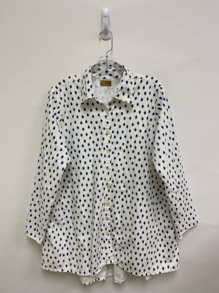 Tulip Size M White Navy Dots Tunic Ladies Top