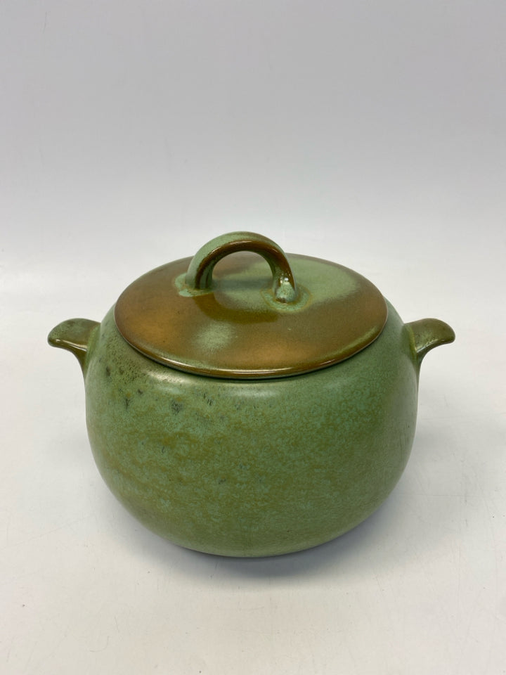 Green Brown Pottery Serving Piece