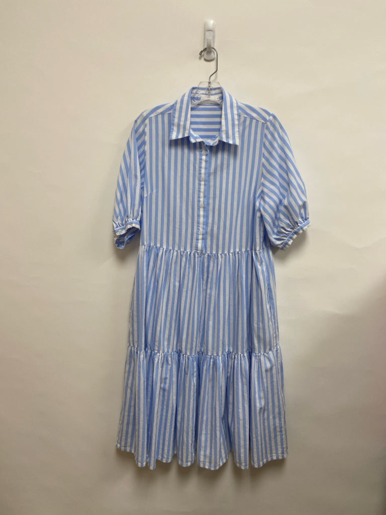 Size M White Blue Striped Ladies Dress